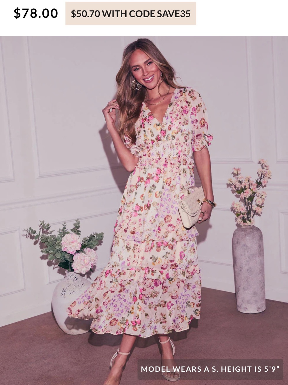 VICI DOLLS Imelda Floral Chiffon A-Line Midi Dress